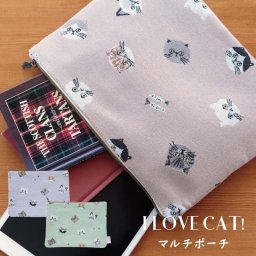 フラットポーチ おしゃれ ポーチ 小物入れ タブレットケース B5サイズ ノートパソコン パスコンケース 小物収納 お薬 かわいい フラワー 雑貨 コインケース ネコ 猫雑貨 メイクポーチ 大容量 猫グッズ ハチワレ チャトラ ブリティッシュ