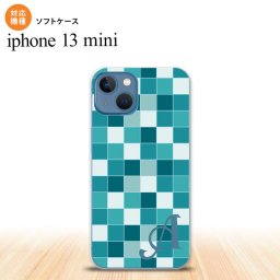 iPhone13mini iPhone13 mini ケース ソフトケース スクエア モザイク ターコイズ +アルファベット iPhone ミニ 5.4インチ  おしゃれ かわいい メンズ レディース キッズ デザインたくさん nk-i13m-tp1017i