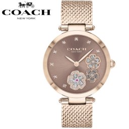 COACH コーチ レディース 腕時計 ブランド 人気 プレゼント 花柄 ビジュー ゴールド ブラウン クオーツ お洒落 14503566