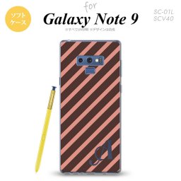 Galaxy Note 9 ギャラクシー ノート9 SC-01L SCV40 スマホケース カバー ソフトケース ストライプ 茶×ピンク イニシャル 対応 nk-note9-tp714i[スマホ,スマホケース,スマホカバー,ケース,カバー,ジャケット]