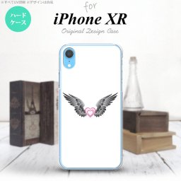iPhoneXR iPhone XR スマホケース ハードケース 黒翼 ハート 白 ピンク メンズ レディース nk-ipxr-469