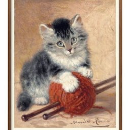  ヘンリエッタ ロナー＝クニップ 毛糸玉と子猫 A3 サイズ ポスター アート おしゃれ 絵画 インテリア 北欧 イラスト マット紙 艶消し アートパネル 額 フレーム デザイン 壁掛け ギフト 新築祝い ディスプレイ 引越し祝い　新生活　空間デザイン 