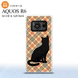 SH-51B AQUOS R6 AQUOS R6 スマホケース ソフトケース 猫 チェック A 赤 茶 メンズ レディース nk-r6-tp953