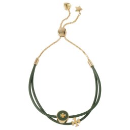トリーバーチ TORY BURCH ブレスレット アクセサリー 86248-702 ダブルT ロゴ KIRA ENAMEL SLIDER BRACELET キラ エナメル スライダー Tory Gold/Pine Tree ゴールド+グリーン