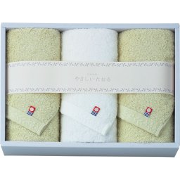 【直送】やさしいたおる 今治フェイスタオル 3枚セット [26-2809-096] YT-24330 グリーン 今治産 ふわふわの肌触り 今治タオル認定 綿100% 日本製 タオルギフト ギフト プレゼント 贈り物 内祝い お返し