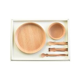 【ギフト対応無料】木製子ども食器5点セット グランデック スカイ 箱入りギフトセット ※送料無料(北海道・沖縄は除く)