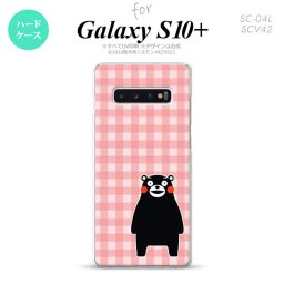 SC-04L SCV42 Galaxy S10+ スマホケース ハードケース くまモン チェック ピンク メンズ レディース nk-s10p-km18