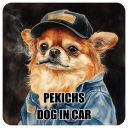 PEKICHS ペキックス DOG IN CAR カーステッカー 犬 作業服 ちょい悪 13x13cm 正方形 防水 屋外 屋内 ドッグオンボード デカール