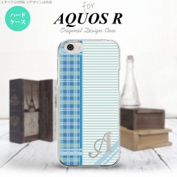 【SH03J】【スマホケース/スマホカバー】【アクオス R】SH03J スマホケース AQUOS R ケース アクオス R イニシャル チェック・ボーダー 青 nk-sh03j-1604ini【メール便送料無料】