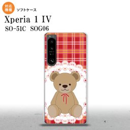 SO-51C SOG06 XPERIA 1 IV Xperia 1 IV スマホケース 背面ケースソフトケース くま チェック レース 赤 メンズ レディース nk-xp14-tp755