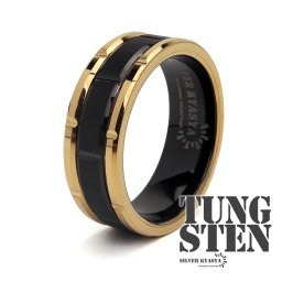 タングステン ごつめ リング メンズ ブロックリング 指輪 ゴールド ブラック ハード オリジナル 男性 金属アレルギー対応