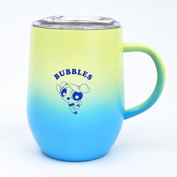 パワーパフガールズ バブルス グラデーション 蓋つき ステンレスマグカップ コップ パワパフ