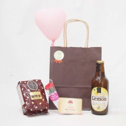父の日 風船セットフルーツビールセットオススメ豆（特注ブレンド180ｇ）(金しゃちフルーツドラフトレモン330ml(愛知県))メッセージカード ハート風船 カーネイション付