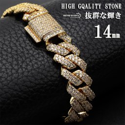 B系ブレスレット 金 ゴールド マイアミキューバンリンク 喜平ブレスレット メンズ ラキラ パヴェ ダイヤ CZ ラッパー rapper ダンサー DJ HIPHOP 男性