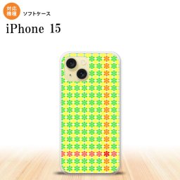 iPhone15 iPhone15 スマホケース 背面ケースソフトケース 花十時 緑 黄色 2023年 9月発売 nk-i15-tp1356