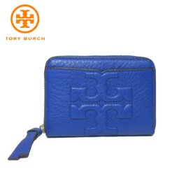 トリーバーチ アウトレット TORY BURCH 財布 448311-0718-460 レザー キーリング付き ラウンドファスナーコインケース BOMBE-T ZIP COINCASE / SONGBIRD(460)：ブルー系【レディース】