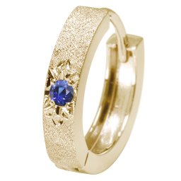 ピアス メンズ リング フープピアス 片耳 中折れ 18金 18k ゴールド 彫り サファイア 誕生石 9月 父の日 2024