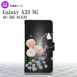 Galaxy A23 GalaxyA23 手帳型スマホケース カバー 花柄 ミックス 黒 2022年 10月発売 nk-004s-a23-dr283