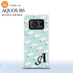 SH-51B AQUOS R6 AQUOS R6 スマホケース ソフトケース 花柄 バラ ドット 水色 +アルファベット メンズ レディース nk-r6-tp261i
