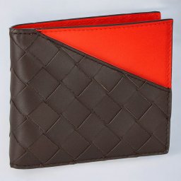 ボッテガ・ヴェネタ 二つ折り財布 メンズ ブランド BOTTEGA VENETA イントレチャート 619390 VCPQ7 2116 ブラウン/オレンジ