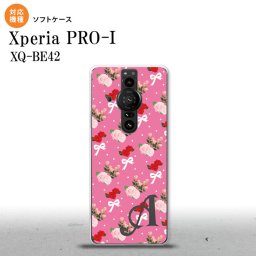 Xperia PRO I Xperia PRO-I スマホケース 背面ケースソフトケース 花柄 バラ リボン ピンク ビビット +アルファベット 背面カバー android nk-xproi-tp262i
