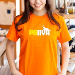 猫 ねこ おもしろ かわいい Tシャツ PUNYA ( オレンジ ) | ネコ 猫柄 猫雑貨 | メンズ レディース 半袖 | おもしろTシャツ おしゃれ 親子 ペアルック プレゼント | 大きいサイズ 【メール便】 SCOPY / スコーピー