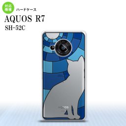 SH-52C AQUOS R7 背面ケース カバー ステンドグラス風 おしゃれ 猫 ブルー ステンドグラス風 かわいい おしゃれ  nk-r7-sg38