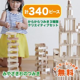 クリエイティブセットからから340（からからつみき 3種類セット）積み木 おもちゃ 知育 玩具 つみき 出産祝い 入園 入学 プレゼント ギフト 日本製 宮崎県産 木のおもちゃ クリスマス 誕生日プレゼント