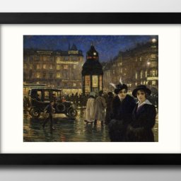 ポール フィッシャー People at R?dhuspladsen at dusk A3 サイズ ポスター アート おしゃれ 絵画 インテリア 北欧 イラスト マット紙 艶消し アートパネル 額 フレーム デザイン 壁掛け ギフト 新築祝い ディスプレイ 引越し祝い　新生活　空間デザイン 