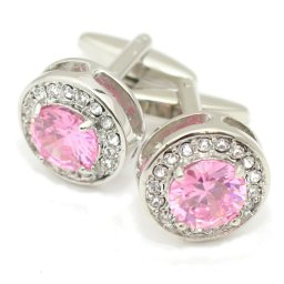 ラウンド ピンク きらきらストーン カフス カフスボタン カフリンクス cufflinks cuffs メンズ 男性 スーツアクセサリー専門店 父の日 ギフトにも 誕生日 プレゼント プチギフト おしゃれ カフスマニア
