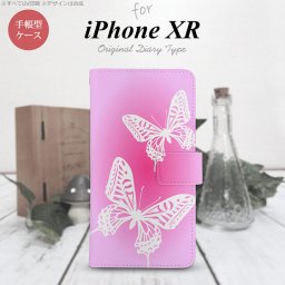 iPhoneXR iPhone XR 手帳型スマホケース カバー 蝶 ピンク  nk-004s-ipxr-dr855