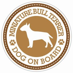 セーフティサイン ステッカー Dog on board MINIATURE BULL TERRIER ミニチュアブルテリア ブラウン 直径13cm あおり運転 対策 カーステッカー 煽り運転対策 自動車用 屋外 屋内 防水 かわいい おしゃれ 安全対策 カーサイン 肉球マーク