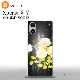 Xperia 5V Xperia 5V スマホケース 背面ケースソフトケース 花柄 ミックス D 黒 2023年 10月発売 nk-xp55-tp286