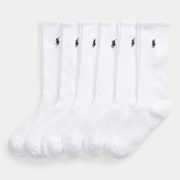ポロラルフローレン：PERFORMANCE SOLID クル-ソックス 6PK (ホワイト)[ソックス/ 男性下着/ メンズインナー/人気ブランド/おすすめギフト/誕生日プレゼント/メンズファッション]