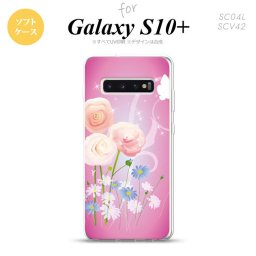 SC-04L SCV42 Galaxy S10+ スマホケース ソフトケース 花柄 ミックス C ピンク メンズ レディース nk-s10p-tp282