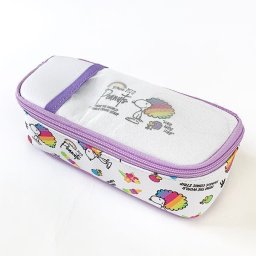 SNOOPY スヌーピー フルオープンペンポーチスリム レインボースヌーピー ペンポーチ ペンケース 筆箱  紫 グッズ  (MCOR)