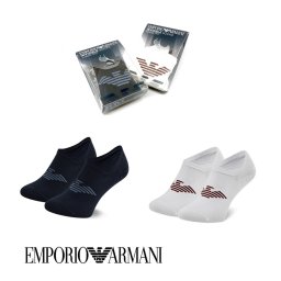 EMPORIO ARMANI エンポリオアルマーニ メンズ スニーカー／カバーソックス 2足セット ネイビー ホワイト イーグルロゴ 海外正規品 ラッピング無料可