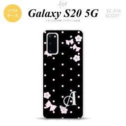 SC-51A SCG01 Galaxy S20 スマホケース ソフトケース 花柄 ドット リボン 黒 +アルファベット メンズ レディース nk-s20-tp352i