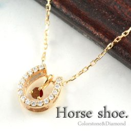 ダイヤモンド ネックレス 18金 ガーネット k18 馬蹄 ペンダント 18k 0.1ct ダイヤネックレス ピンクゴールドk18 レディース 人気 ホワイトデー