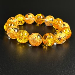 【天然石ギフト】 一点物［富と繁栄をもたらす数珠］14mm 金彫皇帝龍 本水晶 クリスタル シトリン 黄水晶クラック 交互Mix ブレスレット 相性抜群 天然石 開運 結婚記念日 誕生石 京海堂 ryub41 誕生日プレゼント 天然石好きへ 無料ラッピング