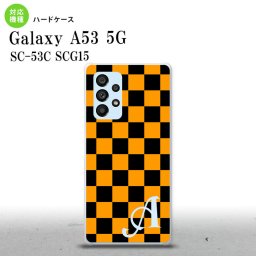 SC-53C SCG015 Galaxy A53 5G スマホケース 背面ケース ハードケース スクエア 黒 オレンジ +アルファベット メンズ レディース nk-a53-761i
