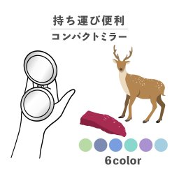 コンパクトミラー おしゃれ かわいい 丸型 プレゼント ミニ 軽い 軽量 薄い 薄型 折りたたみ 持ち運び 拡大鏡 レザー 韓国 可愛い おもしろい 動物 お肉シリーズ ヴェニスン 肉 鹿 鹿肉 食べ物 かわいい