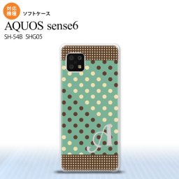 SH-54B SHG05 AQUOS sense6 スマホケース ソフトケース ドット 水玉 C ミント 茶 +アルファベット メンズ レディース nk-sens6-tp1646i