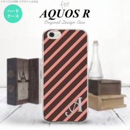 【SH03J】【スマホケース/スマホカバー】【アクオス R】SH03J スマホケース AQUOS R ケース アクオス R イニシャル ストライプ 茶×ピンク nk-sh03j-714ini【メール便送料無料】