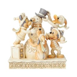 Jim Shore ジム ショア フィギュアミッキー＆フレンズ ホワイトウッドランド 6002828 Disney Traditions ディズニートラディション enesco. エネスコ クリスマス 雪だるま 木彫り調 置物 プレゼント ギフト