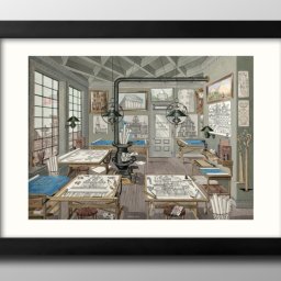 パーキンス ハーンリー 1884年の建築家の製図室 A3 サイズ ポスター アート おしゃれ 絵画 インテリア 北欧 イラスト マット紙 艶消し アートパネル 額 フレーム デザイン 壁掛け ギフト 新築祝い ディスプレイ 引越し祝い　新生活　空間デザイン 
