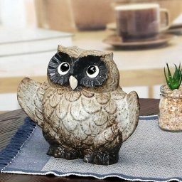 信楽焼 ふくろう 置物 陶器 縁起物 6号羽ばたきフクロウ(粉引) fu-0154