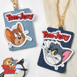 パスケース トムとジェリー レディース 定期入れ キャラクター 可愛い 高校生 おしゃれ かわいい トムジェリ ICカード入れたまま フラッパー Flapper デニム 窓付き カード入れ チェーンストラップ スリム ケース 女子 中学生 大人 女性 通学 通勤 誕生日 プレゼント ギフト