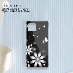 Aquos sense4 SH-41A ケース ハードケース スマホケース 花柄 ガーベラ 黒 nk-sens4-065