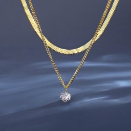 ネックレス レディース キュービックジルコニア ホワイト ステンレス イエローゴールド tn21102311